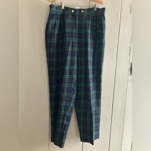 Bleyle VTG Womens 16 P Plaid Wool Zipper Green Plaid Pants Trousers Academia USA